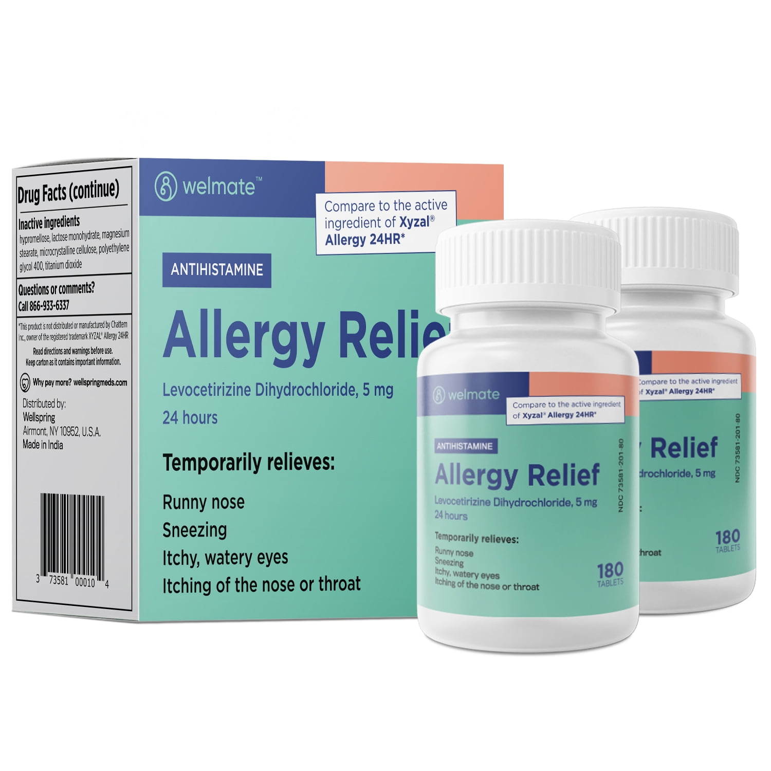 Allergy Relief 24HR Generic Xyzal Levocetirizine Dihydrochloride 5mg