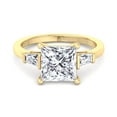 thumbnail image 2 of Irving - Moissanite Princess Cut Lab Diamond Engagement Ring With Tapered Baguette Sidestones, 2 of 4
