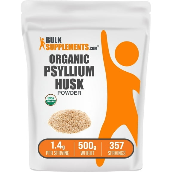 BulkSupplements Organic Psyllium Husk Powder - 1.4g per Serving - 500 Grams (1.1 lbs) - 357 Servings