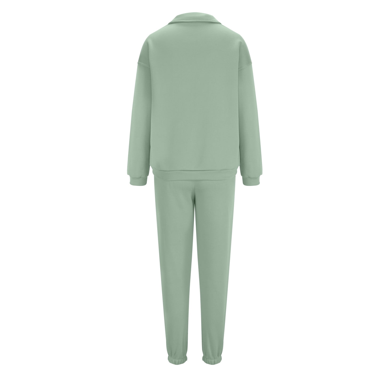 QATAINLAV Womens 2 Piece Outfits Long Sleeve Sweatsuits Sets Solid Casual Half Zip Sweatshirts and Joggers Sweatpants Fall Clothes Back to College Sales Green 5XL
