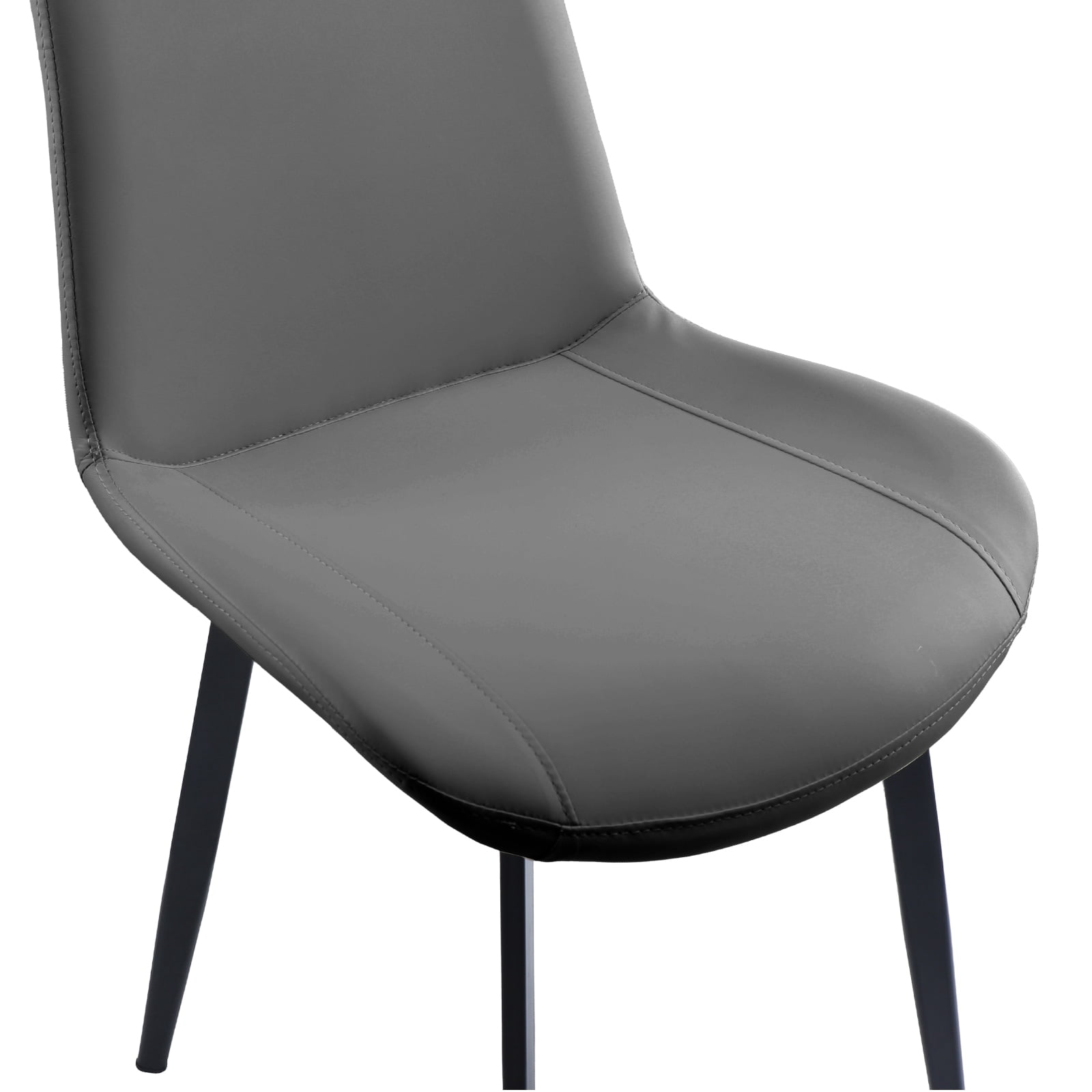 MAYEERTY Grey PU Leather Dining Chairs with Metal Legs, Modern Upholstered Set of 2 for Kitchen, Restaurant, Living Room ,Dining room, Meeting Room