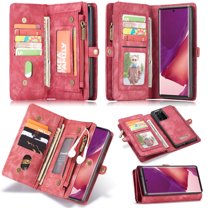 Galaxy Note 20 Ultra Case, Allytech Premium PU Leather Flip Stand Zipper Multiple Cards Slots Magnetic Closure Detachable Back Cover Wallet Pocket Case for Samsung Galaxy Note 20 Ultra, Red