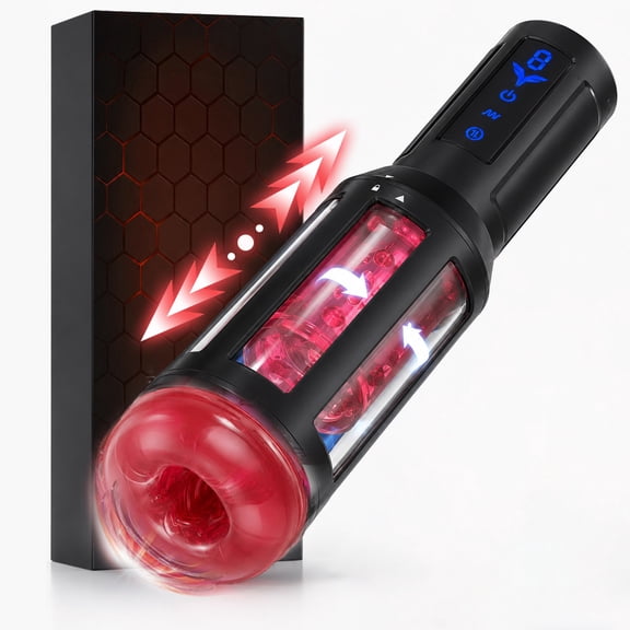 AYIYUN Thrusting Male Masturbator Sex Toys for Men 4 in 1 Stroker 9 Rotating & 9 Telescopic & 9 Vibrating & 7 LED Light Modes Automatic Adult Toy