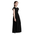 thumbnail image 4 of Ocealan Robe de Demoiselle d'Honneur Junior pour Fille, Fille aux Fleurs, Chiffon Plissé, Manches Courtes, Robe Maxi de Concours et de Fête, Noir, 8, 4 of 7
