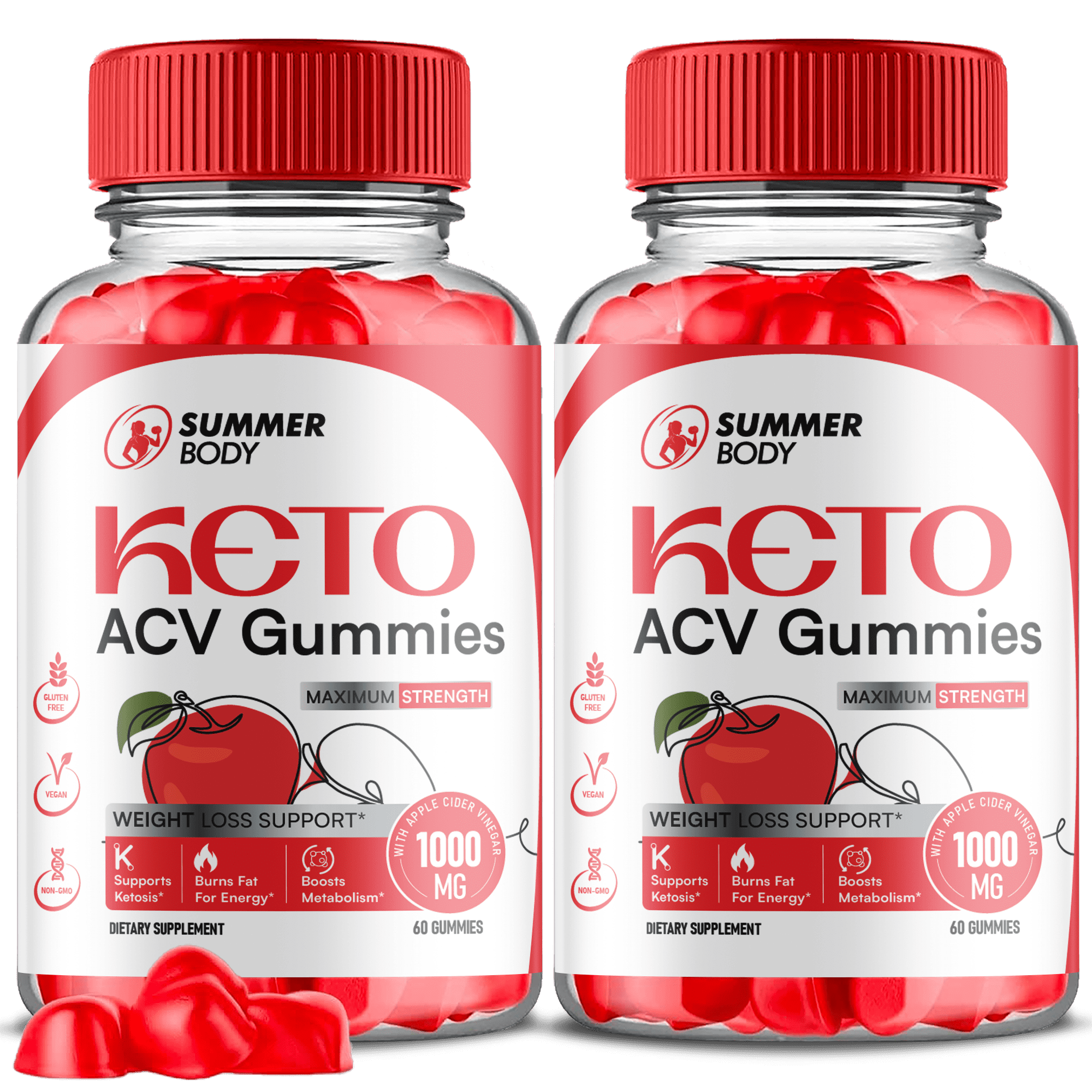 (2 Pack) Summer Body Keto ACV Gummies - Apple Cider Vinegar Supplement for Weight Loss - Energy & Focus Boosting Dietary Supplements for Weight Management & Metabolism - Fat Burn - 120 Gummies