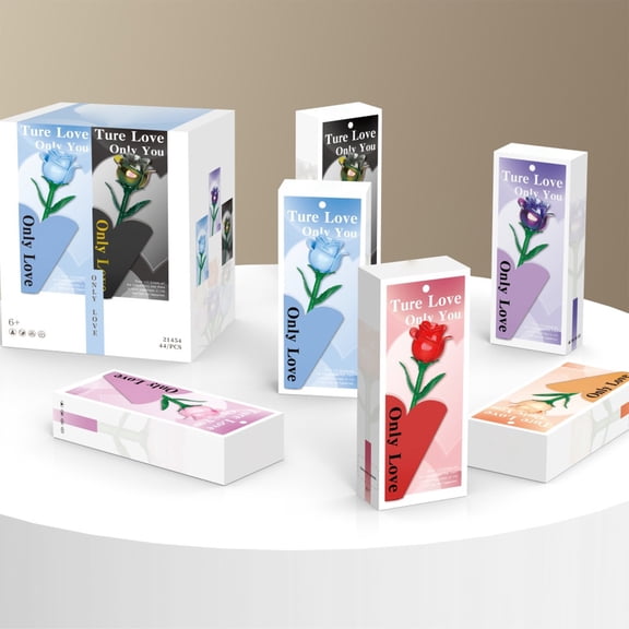 6PCS Rose Building Bricks Set, 264 PCS Artificial Flower Kit, 8.66 Inch Red Rose Model for Display, Romantic DIY Gift Valentine’s Day, Love, Birthday, Anniversary, Home Office Décor