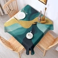 thumbnail image 2 of Teal Gold Marble Pattern Square Tablecloth,Waterproof Square Table Cover,Wipeable Spillproof Washable Table Cover for Home Kitchen Party Decor 42"X42"(107x107cm), 2 of 6