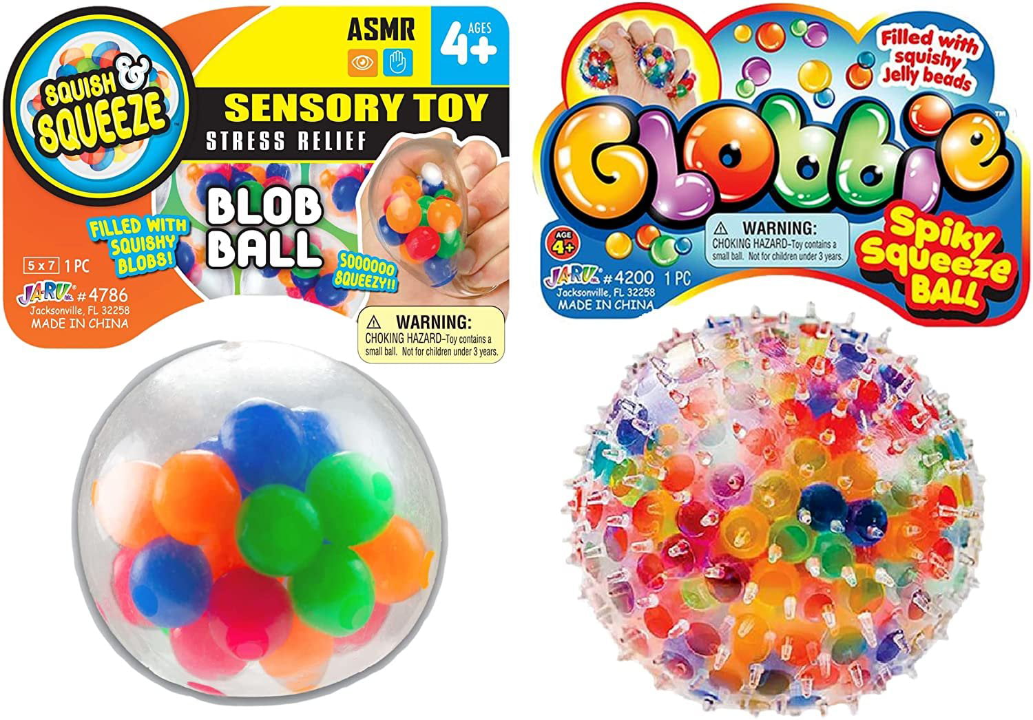 Globbie Sensory Squeeze Toy Spiky Ball Filled With Jelly Beads New in Package 