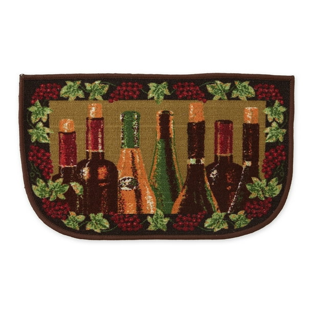 Wine Bottle Print Kitchen Slice Rug 18x30