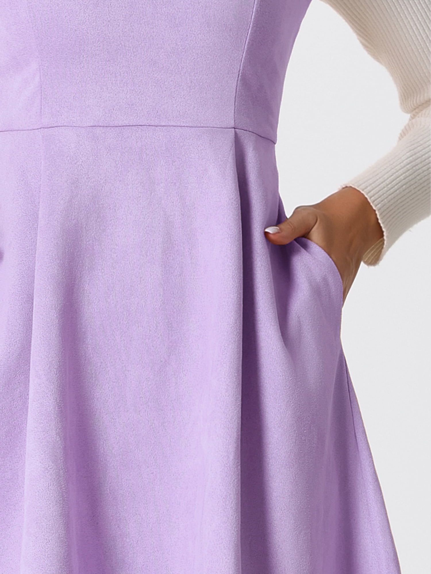 DARING DIVA Women's Sleeveless A Line Pleated Faux Suede Overall Dress M Purple