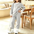thumbnail image 2 of Acaics Girls' 2 Piece Ribbed Tracksuit Set: Color Block Crew Neck Long Sleeve Cuffed Jogger Outfit, Soft Daily Loungewear for Girls Ages 6 Months–6, 2 of 7