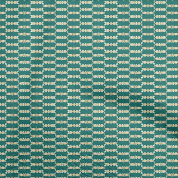 oneOone Silk Tabby Teal Green Fabric Geometric Craft Projects Decor Fabric Printed By The Yard 42 Inch Wide
