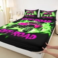 thumbnail image 4 of Castle Fairy Neon Off-Road Truck Full Size Sheets 4-Piece for Boys, Lightning Motion Art Bed Sheets for Bedroom, Pink Green, 4 of 6