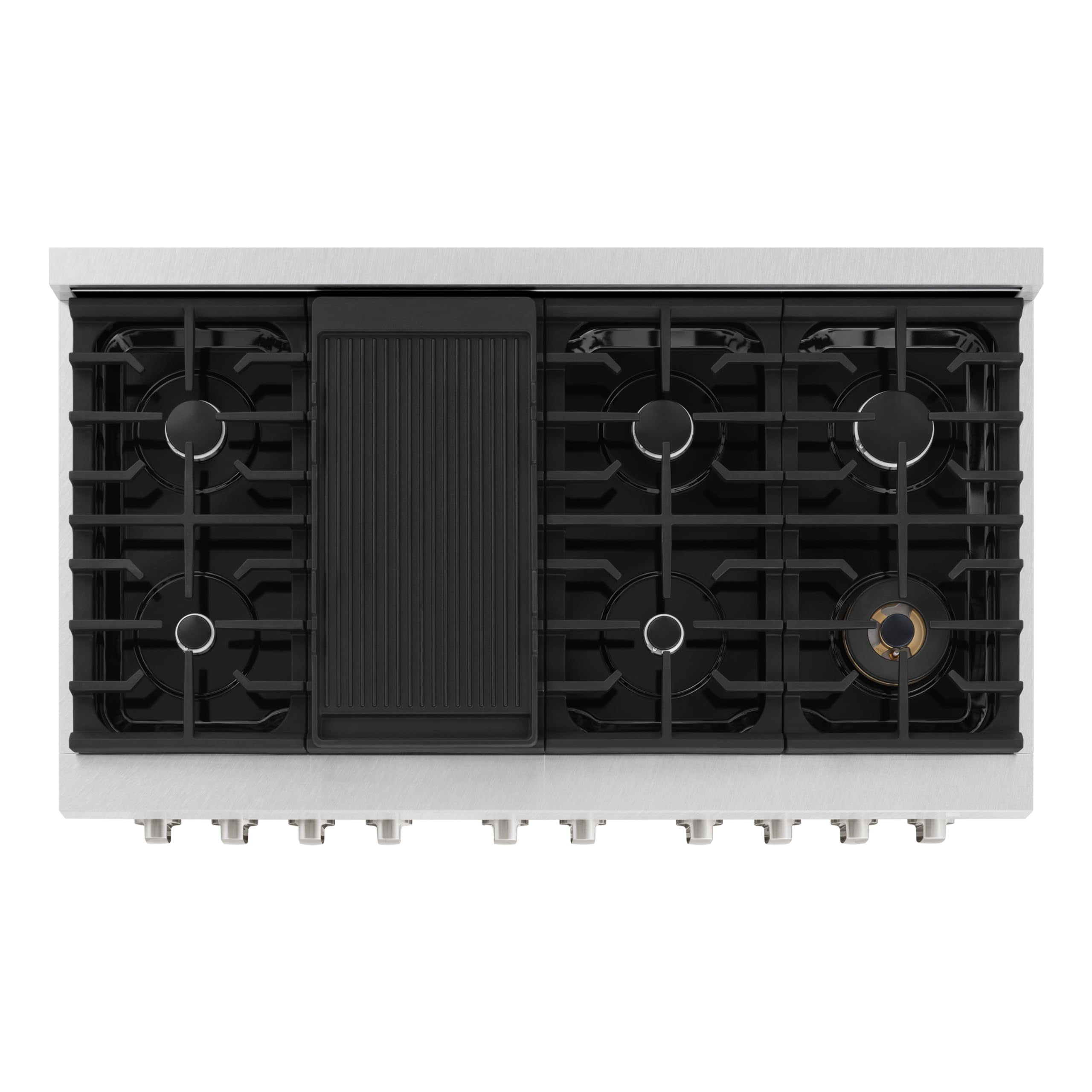 ZLINE 48 in. 6.7 cu. ft. Paramount Double Oven Gas Range with 8 Burner Cooktop in DuraSnow Stainless Steel (SGRS-48)