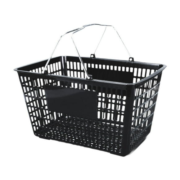 DYNWAVECA Shopping Basket Portable Grocery Basket Convenience Storage with Handles Market Grocery Supplies Black Reusable Retail Basket
