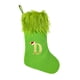 thumbnail image 2 of Media navideña grande de punto - Diseño de alfabeto verde peludo, calcetín regalo navideño de 18,5" para decoración de la repisa de la chimenea, 2 of 6