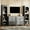 Grey, variant on Farmhouse Buffet TV Stand | Versatile Use in Different Rooms | Wood Grain Top and Black Base Design | Spacious Drawers for Convenient Storage
