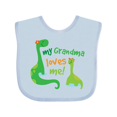 

Inktastic Grandma Loves Me Grandchild Dinosaur Gift Baby Boy Bib