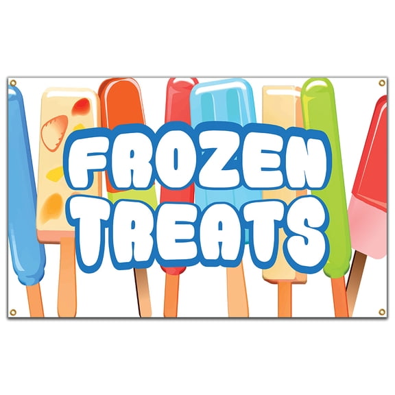 Frozen Treats 60" Banner Concession Stand Food Truck Single Sided