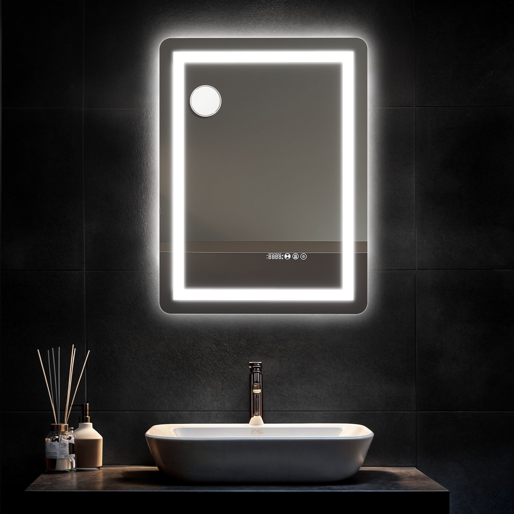 Uforic 24"X32" LED Bathroom Mirror with Front Light and Backlit,3 Colors Dimmable Adjustable LED Wall Mounted Mirror, Horizontal