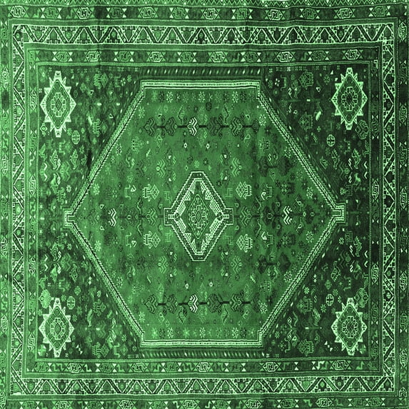 Ahgly Company Indoor Square Persian Emerald Green Traditional Area Rugs, 3' Square
