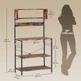 thumbnail image 2 of HOMCOM Baker's Rack with Charing Station, Microwave Shelf with Power Outlet, USB Charger and 5 Hooks, Rustic Brown, 2 of 7