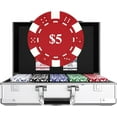 thumbnail image 1 of HEITOK 1000-Piece Poker Set with Denominations, 11.5g Weighted Chips, 5 Dice, 2 Decks, Aluminum Case, for Texas Hold'em & Blackjack., 1 of 8