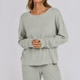 thumbnail image 4 of Womens Lounge Set Casual Ribbed Knit Long Sleeve and Pants Pajama Sets Casual 2 Piece Pj Outfit Fall Sleepwear, 4 of 8
