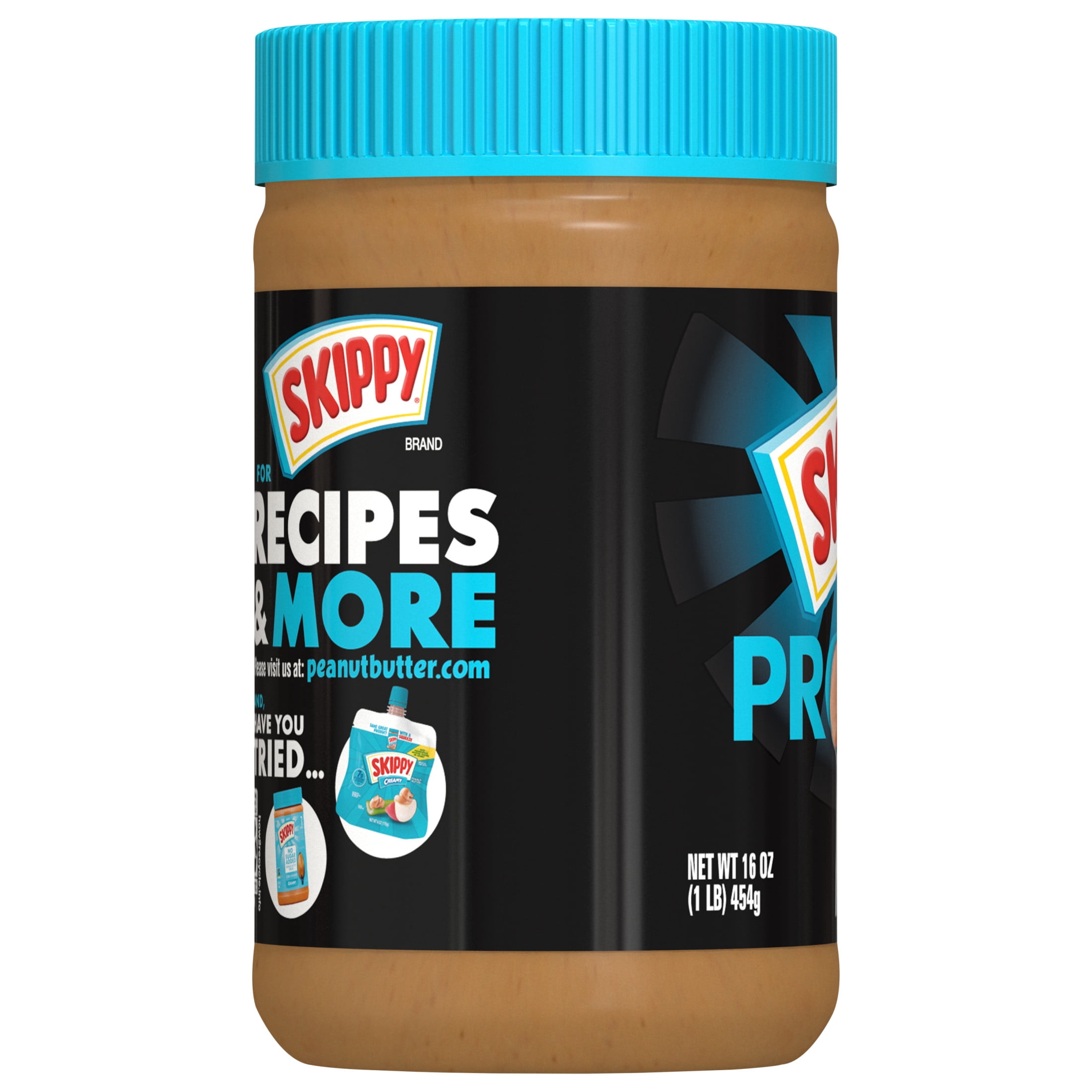 (12 pack) SKIPPY Creamy Peanut Butter Blended with Plant Protein, Shelf Stable, 16 oz Plastic Jar