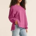 thumbnail image 5 of CLOISE Womens Sweatshirt Solid Pullover Sweatshirts Crewneck Long Sleeve Hoodies Shirts Pink Drop Shoulder High Low Hem Blouses Fall Cute Preppy Clothes 2XL, 5 of 8