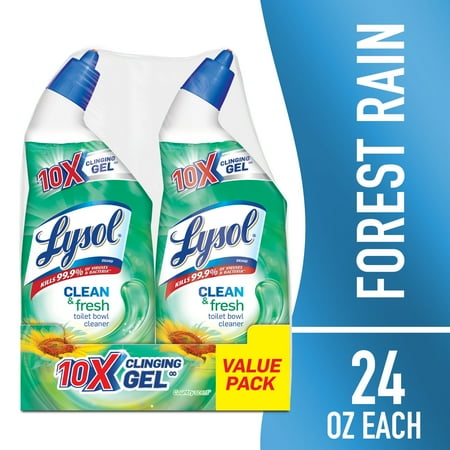 Lysol® Toilet Bowl Cleaner Gel For Cleaning and Disinfecting Stain Removal Forest Rain Scent 24oz (Pack of 4) total of 8)