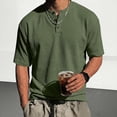 thumbnail image 4 of Mens Waffle Knit Short Sleeve Henley, Lightweight Athletic Fit Tee, Breathable Casual Wear for Summer & Gym, 3XL, 4 of 5