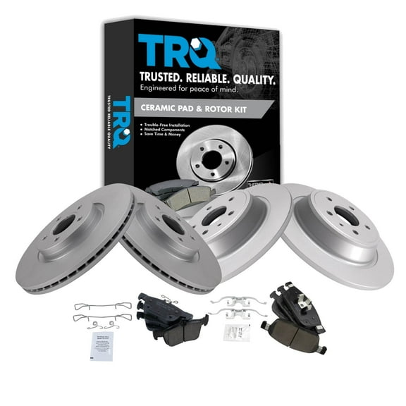 TRQ Front and Rear Brake Pad & Rotor Kit Brake Pads Brake Rotor Ceramic Premium G-Coated Fits Select 2017-2019 Ford Escape 2018-2019 Lincoln MKC
