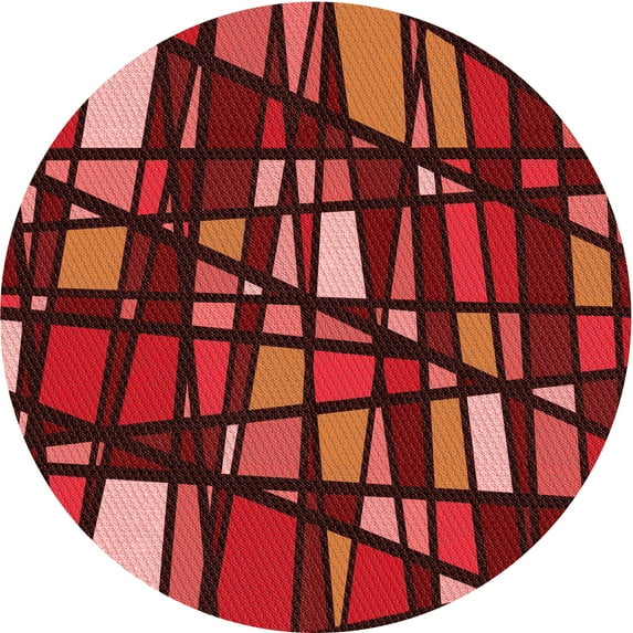 Ahgly Company Indoor Round Patterned Chestnut Red Area Rugs, 8' Round