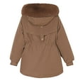 thumbnail image 4 of YUNAFFT Thermal Waist Belted Hooded Parka with Faux Fur Trim Cozy Winter Jacket for Women, 4 of 7