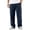 Navy, variant on GrmtClth Mens Linen Straight Leg Pants Drawstring Elastic Waist Lightweight Breathable Casual Summer Trousers with Pockets Black L