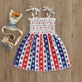 thumbnail image 3 of Vêtements pour Bébés Filles Fête de l'Indépendance Ensemble Robe Imprimée Drapeau Star Bretelles Justaucorps, 3 of 6