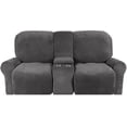 thumbnail image 2 of TOPCHANCES Loveseat Recliner Cover, Couch Slipcover for Double Recliner, 2-Seat Sofa Cover with Center Console Cover, Furniture Protector for Kids Dogs Pets ( Grey ), 2 of 10