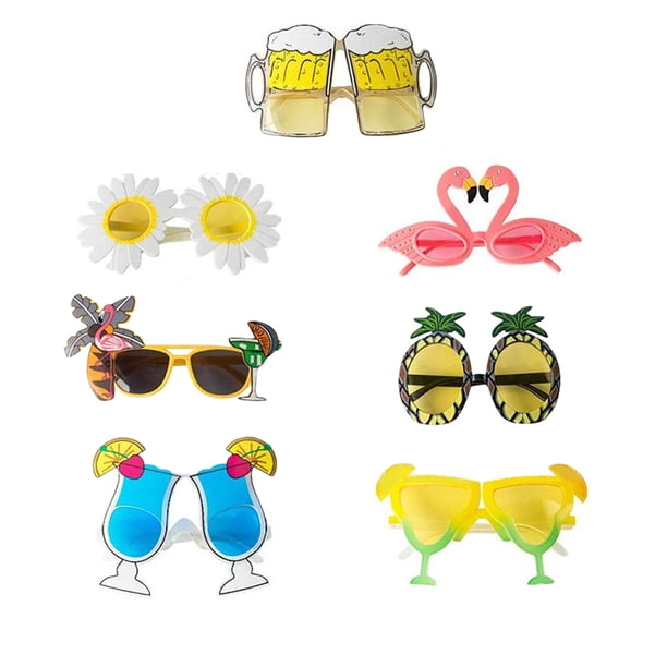 Guardurnaity 7 piezas de gafas de sol de fiesta hawaiana, reemplazo portátil reutilizable para adultos y niños, fiestas de playa al aire libre, Cadenas y cordones para anteojos