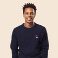 thumbnail image 4 of Dalix Flamingo Embroidered Fleece Crewneck Long Sleeve Sweatshirt Mens in Heather Navy M Medium, 4 of 5