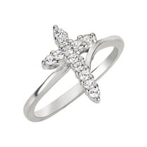 Clear Cubic Zirconia Christian Cross Ring Sterling Silver Size 13