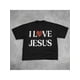 thumbnail image 1 of Vintage I Love Jesus Print Short Sleeve T-Shirt Menswear Top Underwear Tshirt Cotton Polyester Graphic Round Neck Casual, 1 of 6