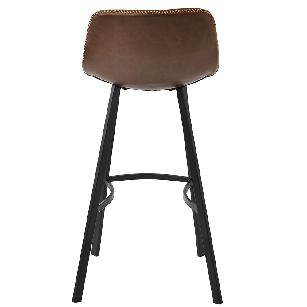 Kepooman Vintage Leatherier Height Bar Stools with Low Backrest & Footrest for Kitchen Pub, Set of 2, 16" L x 18.8" W x 40.5" H, Light Brown Kepooman Vintage Leatherier Height Bar Stools with Low Backrest & Footrest for Kitchen Pub, Set of 2, 16" L x 18.8" W x 40.5" H, Light Brown
