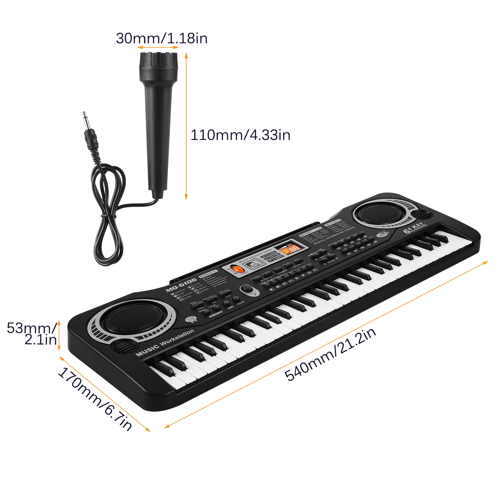 61 Keys Kids Digital Music Electronic Keyboard Electric Piano Beginner Keyboard for Girls & Boys, Ages 4-8, 9-12, 13-19 with Microphone