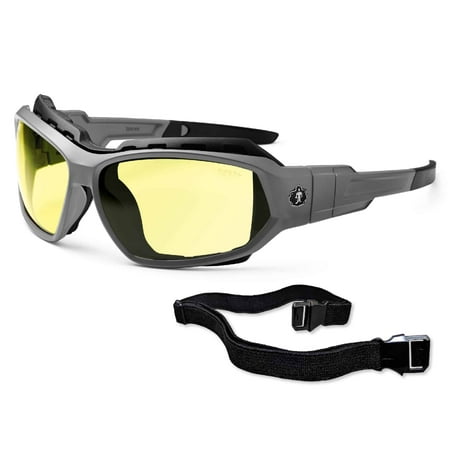 Ergodyne SkullerzÃÃÂ® Loki Safety Glasses // Sunglasses, Matte Gray, Yellow Lens