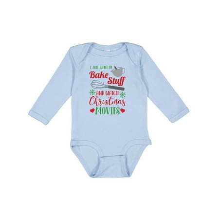 

Inktastic I Just Want to Bake Stuff and Watch Christmas Movies Gift Baby Boy or Baby Girl Long Sleeve Bodysuit