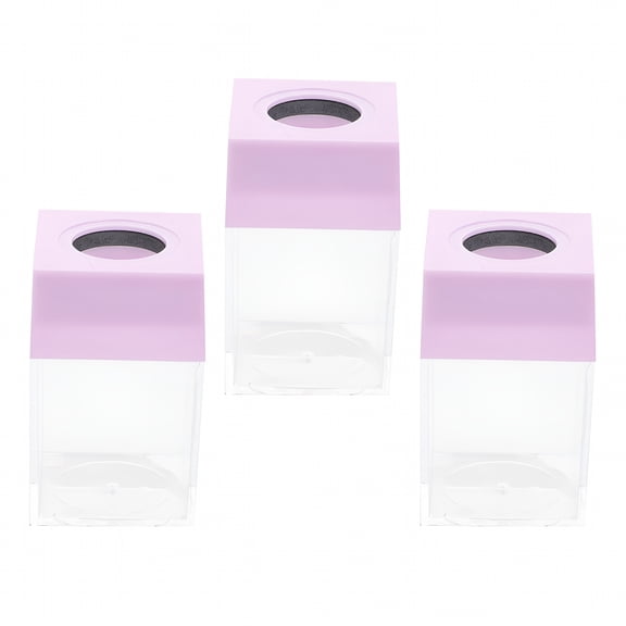 CCOCC Purple 3 Pcs Office Accessory Clips Dispenser Desk Organizing Supplies Magnetic Paper Organizer Round Holder Storage Bucket