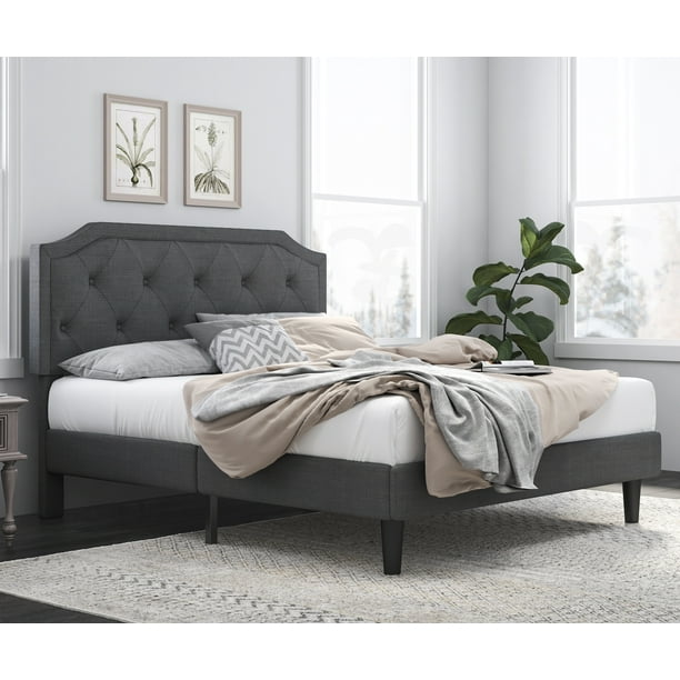 Amolife Full Upholstered Platform Bed Frame With Diamond On Tufted Headboard Dark Grey Gray, Amolife Bed Frame Assembly Instructions