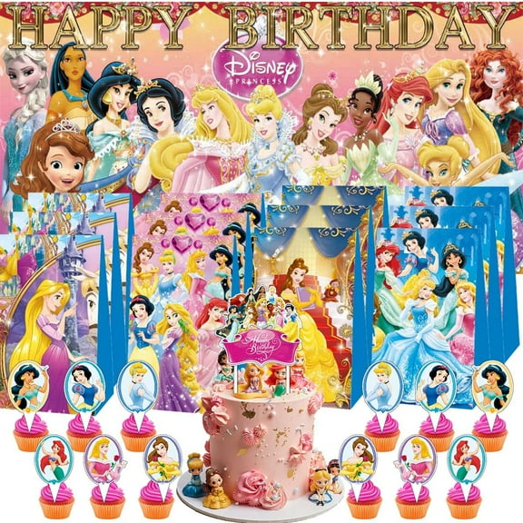 Princess Goodie Bags Treat Candy Decorations Party Favor Supplies Birthday Cake Topper Backdrop Banner
