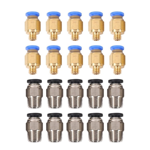 PC4-M10 Straight Pneumatic Fitting Push to Connect   PC4-M6 Quick in Fitting for 3D Printer Bowden Extruder (Pack of 20pcs),photo colour